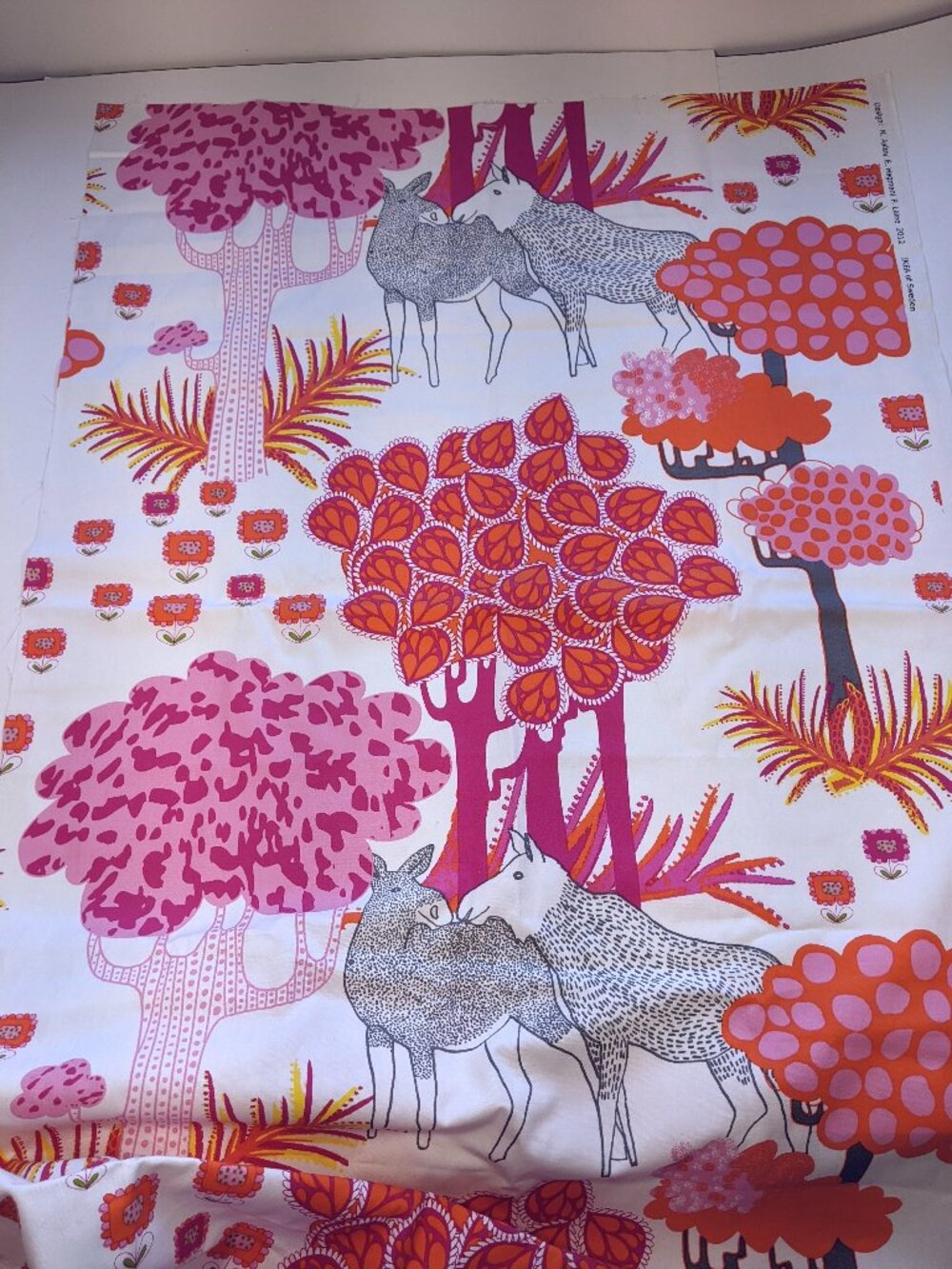 IKEA Fabric 2012 Aalto/Hagman/Laine Remnant Cotton Deer Pink Orange kids room